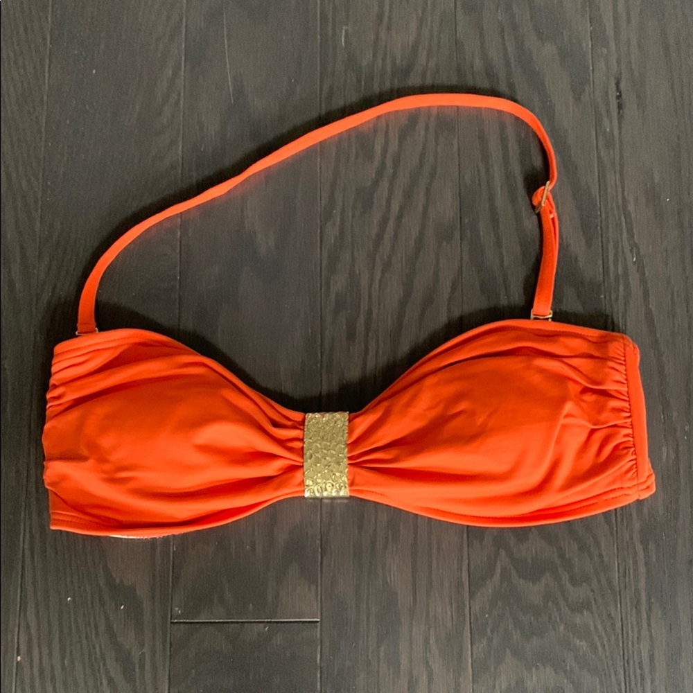 MICHAEL Michael Kors Vibrant Orange Bikini Top with Gold Detail